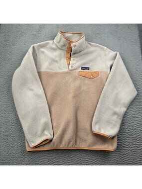 Patagonia Synchilla Snap T Pullover Fleece Women’s Size Medium Cream Peach